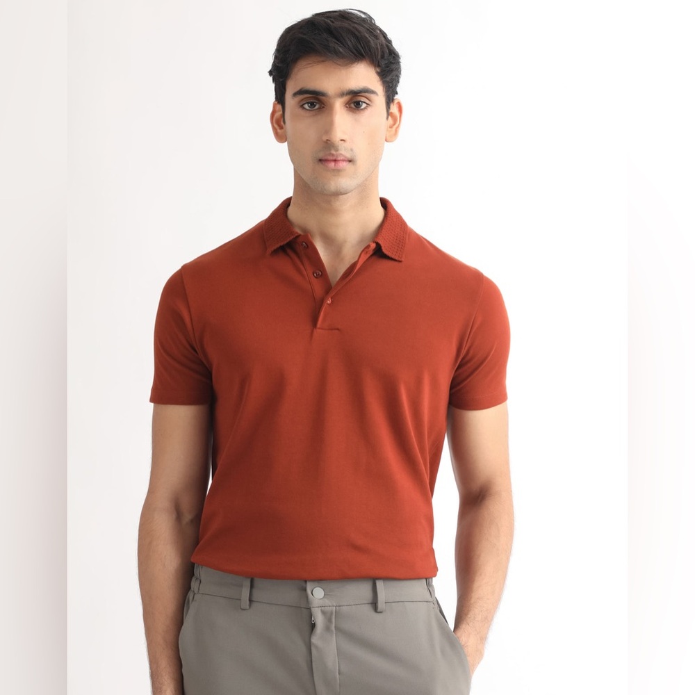 RARE RABBIT STRUCTURED COLLAR PLAIN POLO
BRAIDEY - RUST sz L